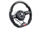APR Steering Wheel - Carbon Fiber & Perforated LeatherMK7 GTI/GLI Red (For use without Paddles)
