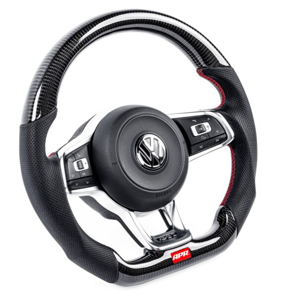 APR Steering Wheel - Carbon Fiber & Perforated LeatherMK7 GTI/GLI Red (For use without Paddles)
