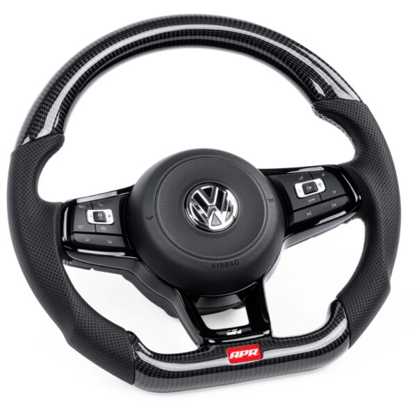 APR Steering Wheel - Carbon Fiber & Perforated LeatherMK7 Golf R Silver (For use without Paddles)